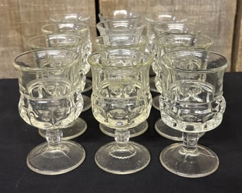 Set of Twelve (12) 1880 EAPG Pattern Glass Kings Crown, Excelsior Crystal Wine Goblet 2"X4"