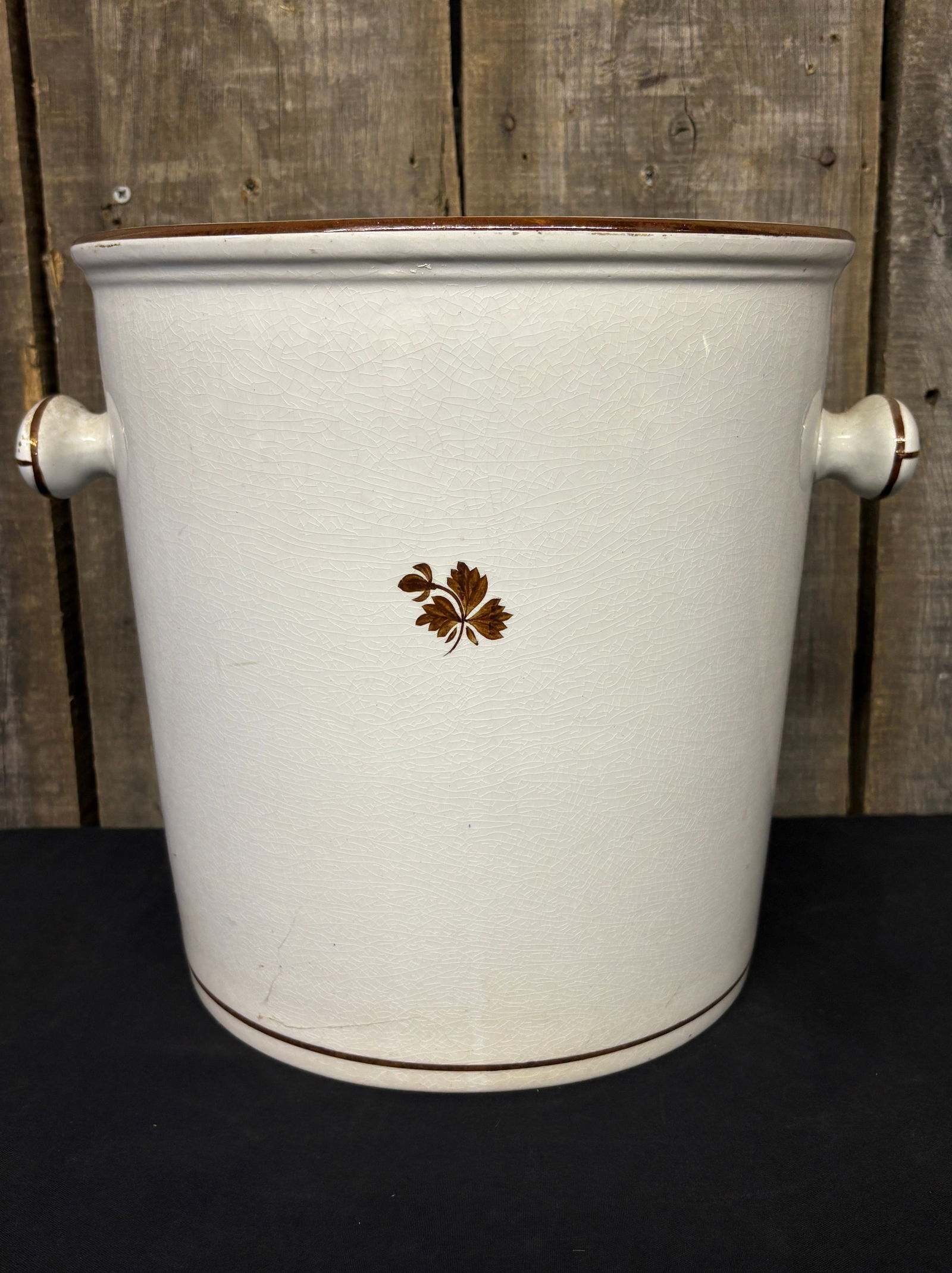 Antique High-End English Master Waste Jar w/ Lid, in Opaque Stone China w/ Tea Leaf by Anthony Shaw (1 of 7)