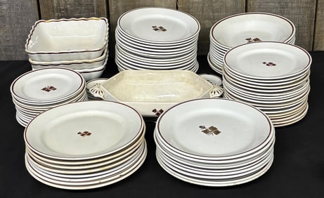 Large Misc. Collection of Ironstone China Serving Dishes in Tea Leaf Pattern, England (Plates 10")