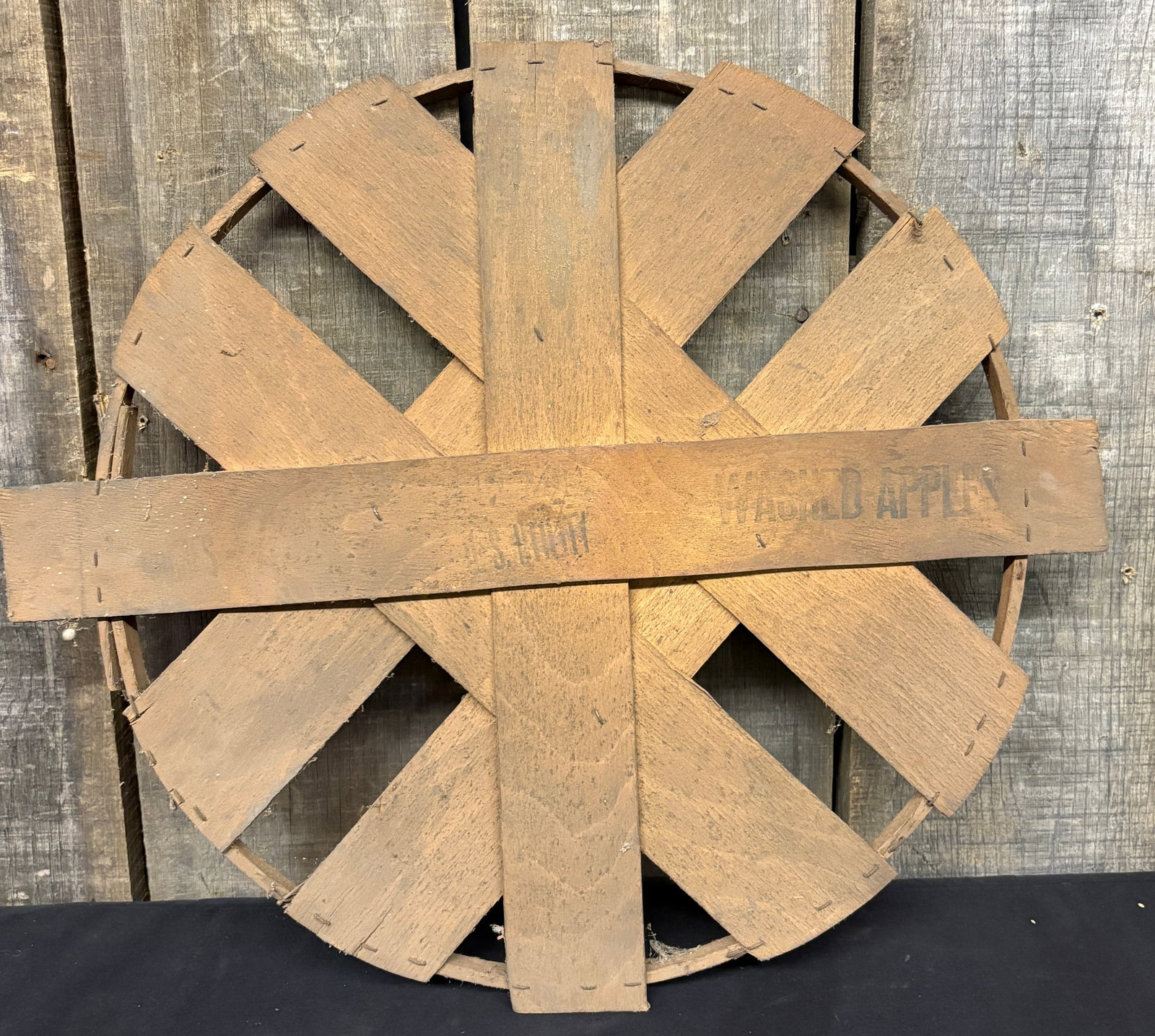 Antique Bushel Basket Lid, Washed Apples 20": Antique Bushel Basket Lid, Washed Apples 20"