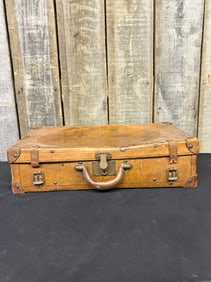 Antique Leather Luggage Case 13"X23"X6"