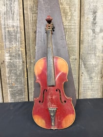 Antique Reproduction Antonius Stradivarius Carved Scroll Strad Violin in Case 9"X32"X4"