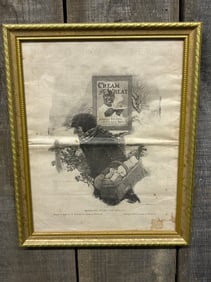 Gilt Framed "Bringing Home The Holly " Cream of Wheat Co. Print, 1914 13"X16"