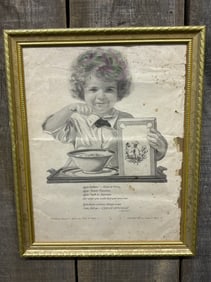 Gilt Framed "Little Indian Sioux…" Cream of Wheat Co. Print, 1920 13"X16"