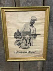 Gilt Framed "The Proof Is In The Eating" Cream of Wheat Co. Print, 1914 13"X16"