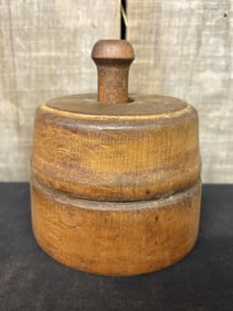 Early Mid 19th Century Primitive Butter Mold w/ Floral Press