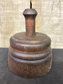 Early Mid 19th Century Primitive Butter Mold w/ Floral Press