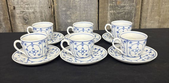 Vintage Wilhelm Jager Porcelain Cups and Saucers, German Democratic Republic