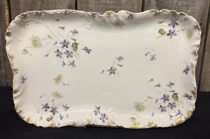 Antique French Hand Painted Limoges, in Floral Serving Platter