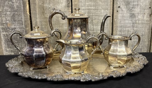 Antique Silver Plated Tea Service Set