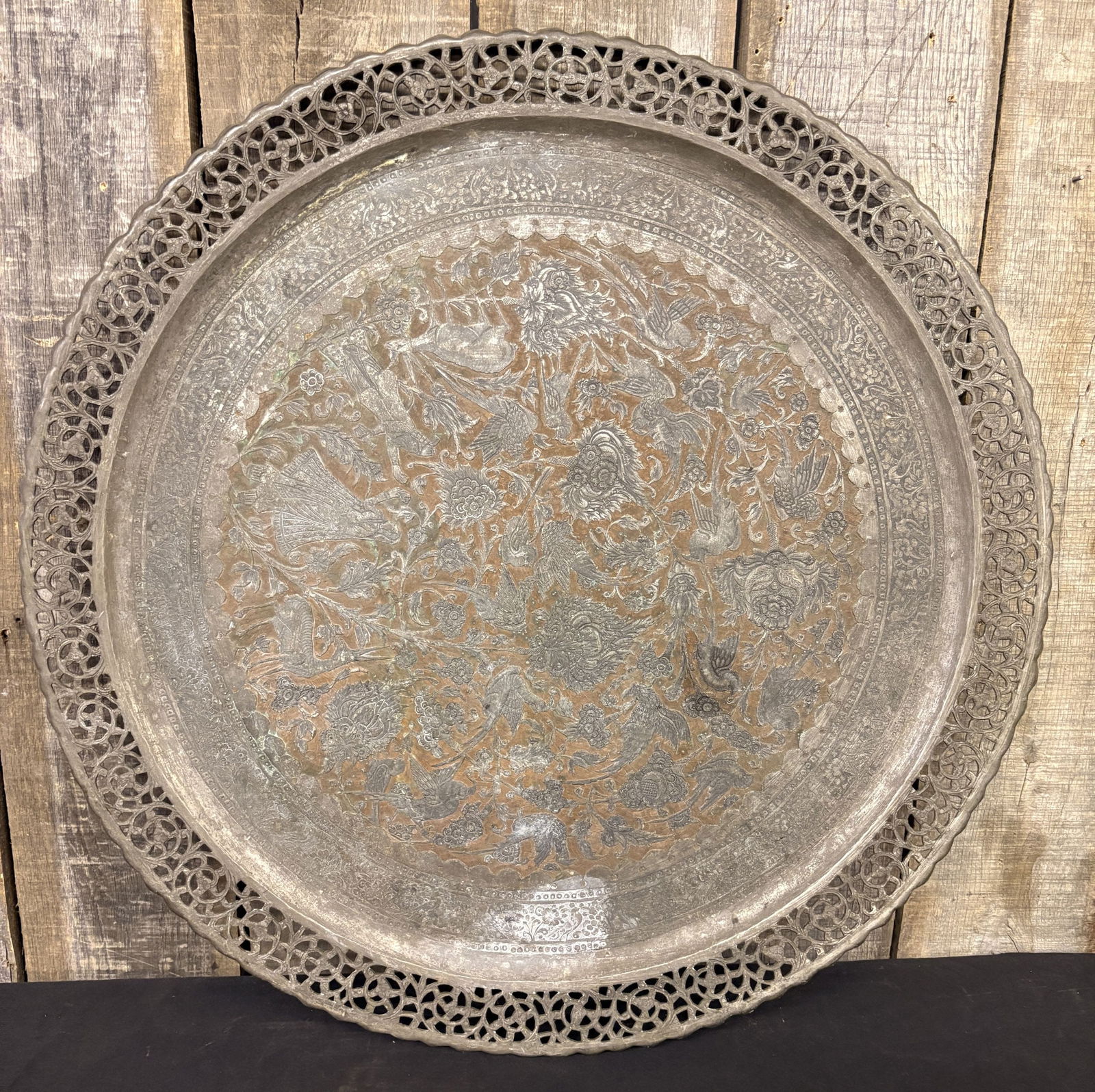 1900's Large Antique Kashmiri Style Serving Tray 30" (1 of 4)