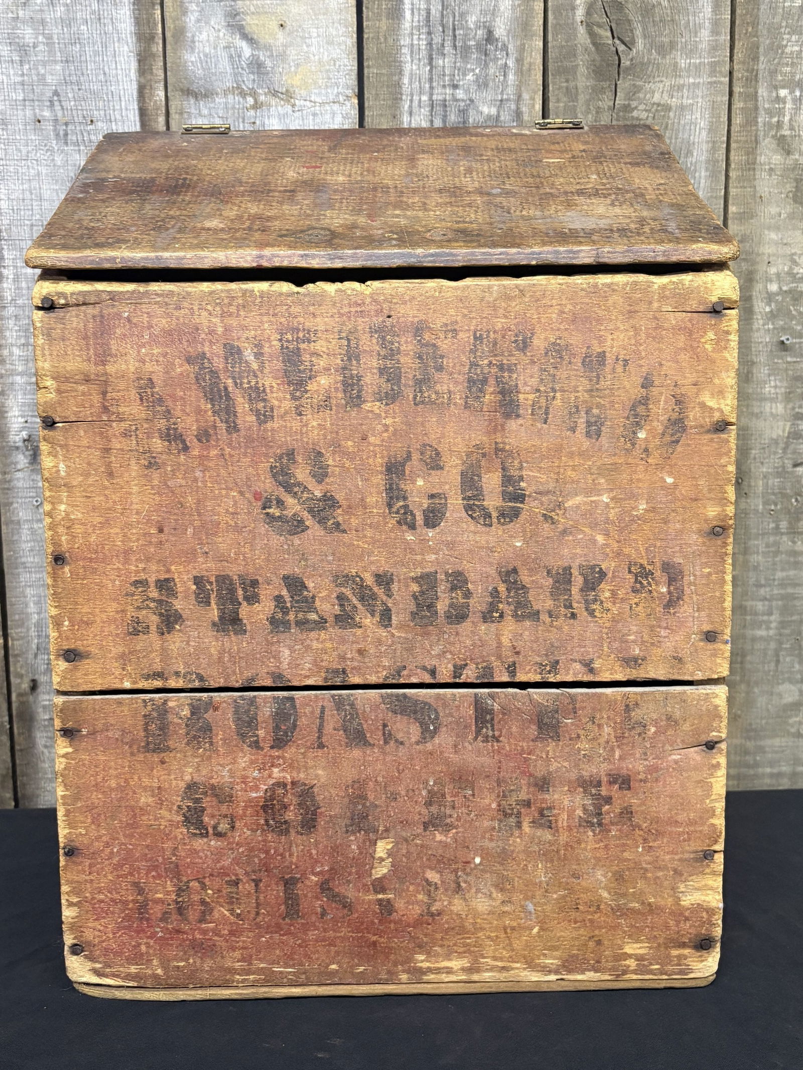 Early Louisville, KY. Coffee Box In Original Red Paint And Stenciling 13"X18"X25" (1 of 6)