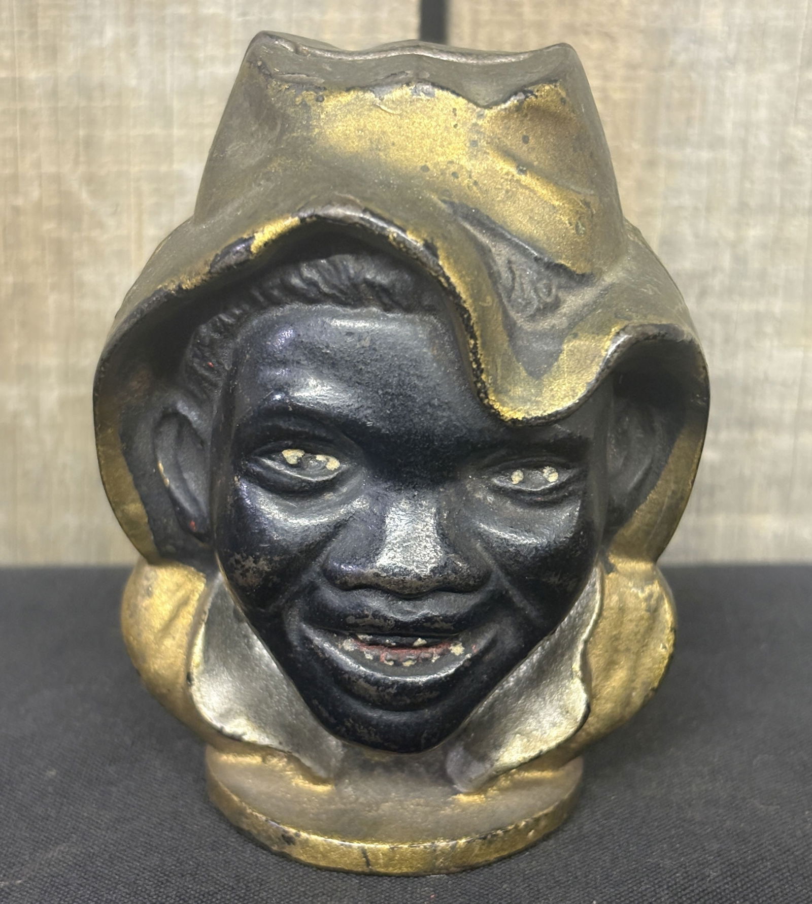 Antique Black Americana Cast Iron Coin Bank 3"X4" (1 of 6)