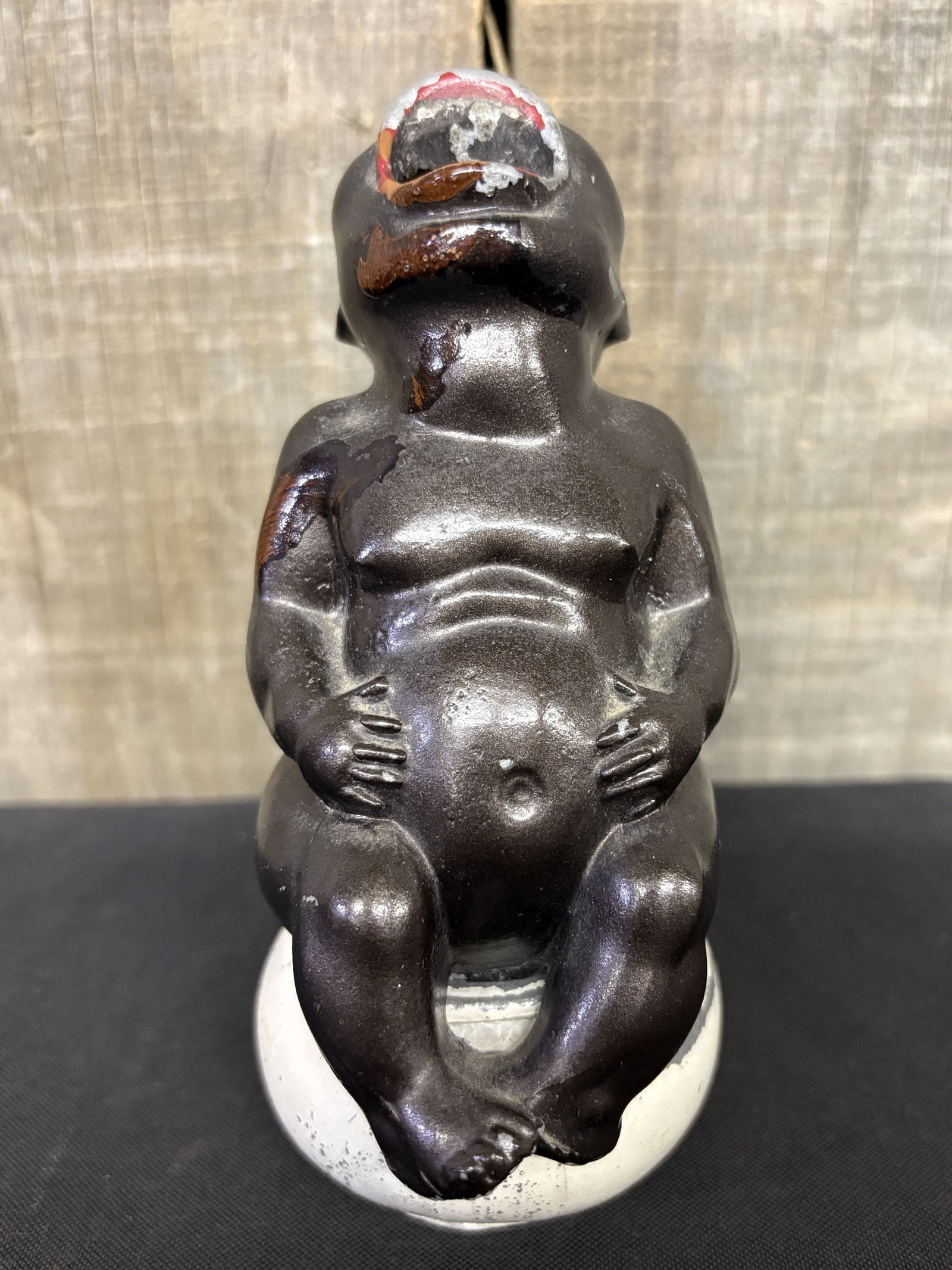 Black Americana Baby Crying on Chamber Pot 4"X6": Black Americana Baby Crying on Chamber Pot 4"X6"
