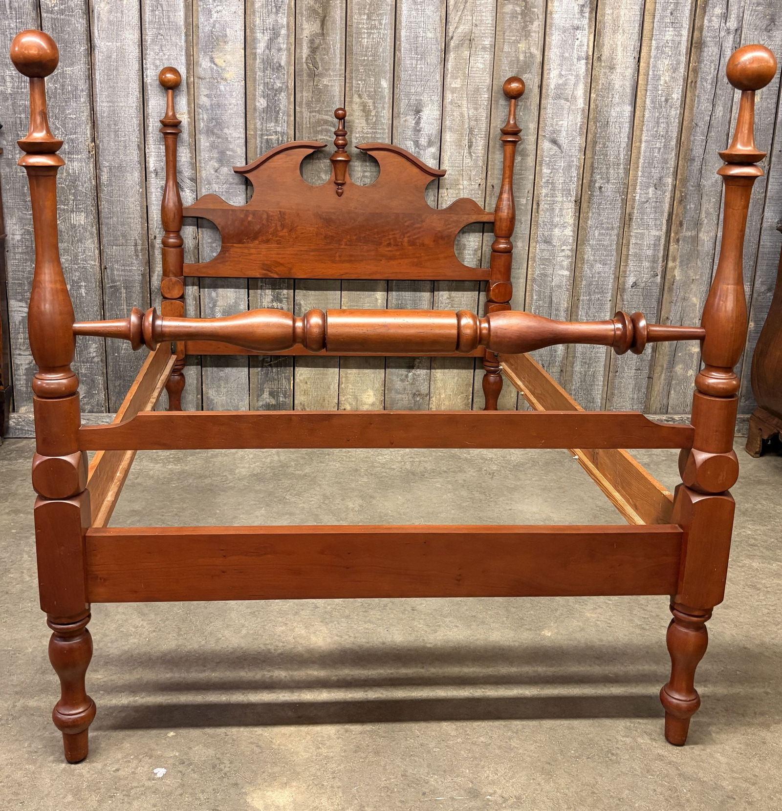 Campbellsville Style Cherry Four Post Cannonball Bed, Full 55"X81"X60" (1 of 6)