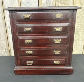 Antique George III Style Small 4 Drawer Mahogany Bachelor Chest