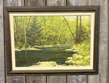 Original, Oil on Canvas "Drunnon Creek" by renowned Artist John Michael Carter, dated 1775 28"x19"
