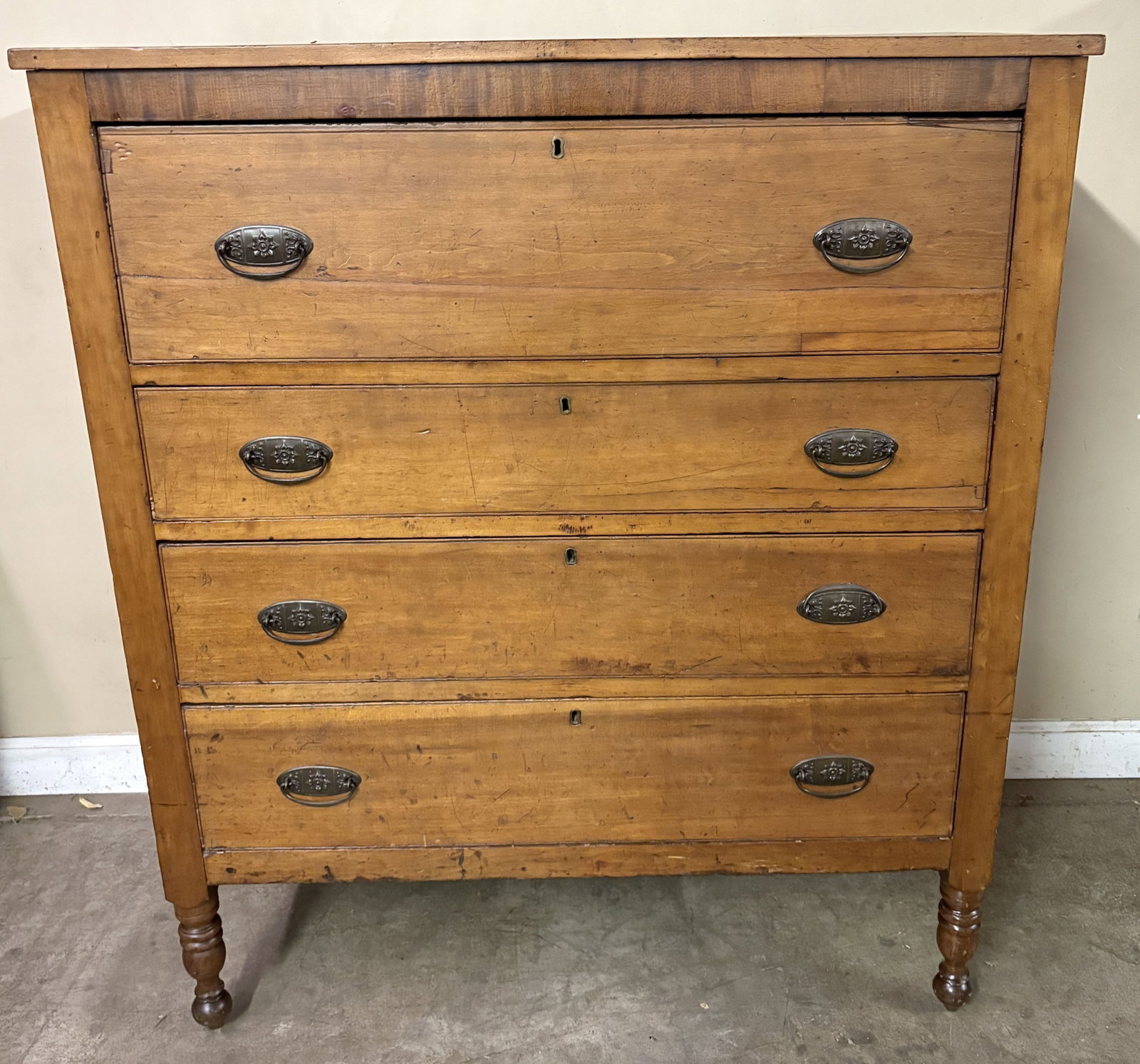 Cherry Chest on Turned Legs 19"X41"X48": Cherry Chest on Turned Legs 19"X41"X48"