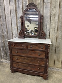 Antique 19th Century Chest of Four (4) Drawers w/ Reeded Columns