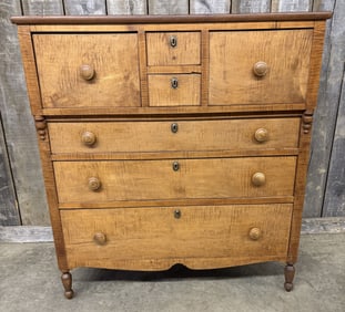 Curly Maple Bonnet Chest, Matthew Patton Dayton, Ohio