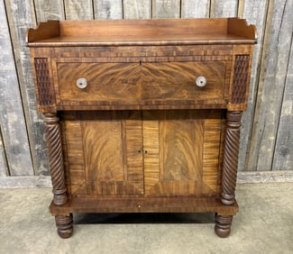 Antique Federal Bird's Eye Maple & Cherry Jelly Cabinet With Rare Butler's Desk