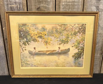 Vintage Paul Sawyier, "Canoeing" Print