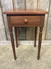 Early American Cherry Federal One Drawer Work Table on Tall Turned Legs