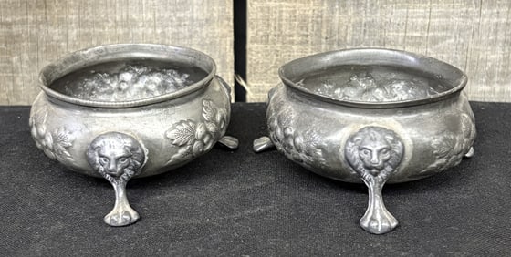 Matching Pair of Pewter Open Salt Cellars