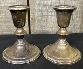 Pair of Sterling Silver Candlesticks, Towel Sterling