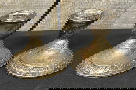 Pair Of Weighted Sterling Silver Candlesticks 3"X3": Pair Of Weighted Sterling Silver Candlesticks 3"X3"