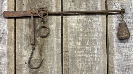 Primitive Cast Iron Hanging Balance Scale