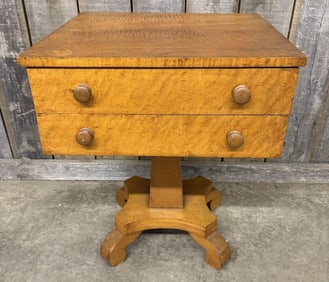 Antique Empire Curly Maple Dropleaf Side Table
