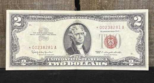 United States Federal Reserve Red Seak Two Dollar Bill, Series 1963