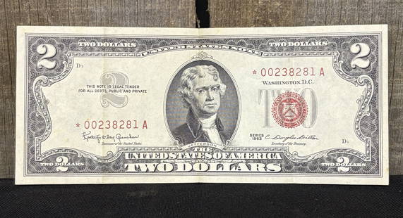 United States Federal Reserve Red Seak Two Dollar Bill, Series 1963: United States Federal Reserve Red Seak Two Dollar Bill, Series 1963