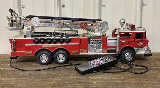 F-A-O Fire Department Electric Fire Truck Toy 8"X26"X10"