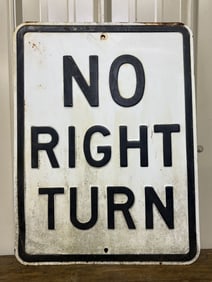 No Right Turn Embossed Metal Sign 18"X24"
