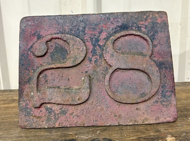Early Cast Iron "28" House Or Dock Number Display 6"X10"X7"