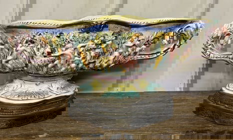 Vintage Italian Capodimonte Style Porcelain Highly Decorated-Cherub Themed Centerpiece Bowl