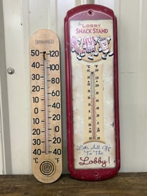 Pair Of Wall Thermometers (Largest 5"X17")