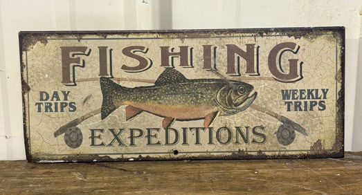 Fishing Expeditions Metal Sign 12"X5"