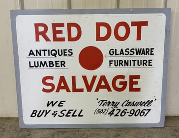 Red Dot Salvage Wooden Hand Painted Sign 30"X24"
