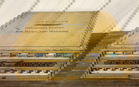 J. - P. Coats Boilfast Mercerized Sewing For Hand And Machine - Metal Country Store Spool Cabinet