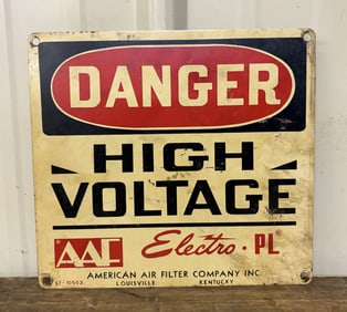 Danger High Voltage Sign; Louisville, Kentucky Metal Sign 10"X9"