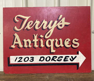 Jerry's Antiques Wooden Hand Painted Sign - Double Sided 24"X18": Jerry's Antiques Wooden Hand Painted Sign - Double Sided 24"X18"