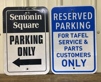 2 Sign Lot With Semonin Square Parking And Tafel Motors Service Sign 12"X18"