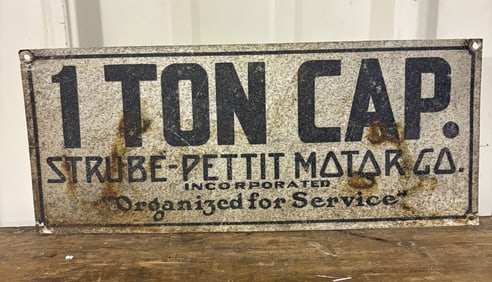 1 Ton Cap. Strube-Pettit Motor Co. "Organized For Service" 12"X5"