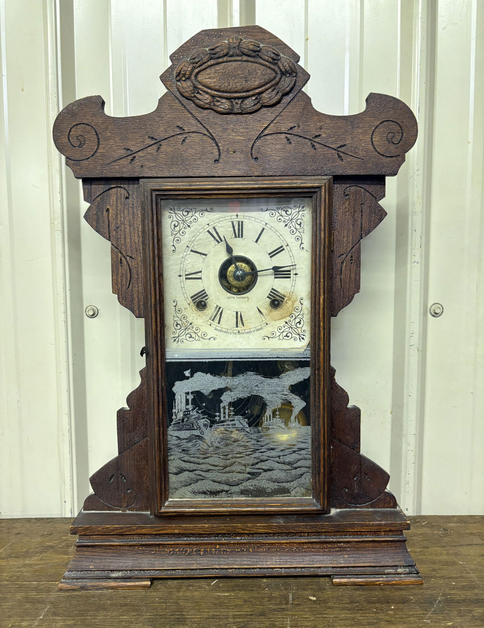 Seth Thomas Clock Company Gingerbread Style Mantle Clock 5"X15"X22": Seth Thomas Clock Company Gingerbread Style Mantle Clock 5"X15"X22"