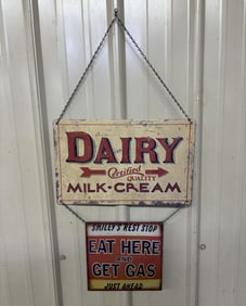 Dairy Certified Milk Cream Rest Stop Modern Metal Sign 12"X18"X1"