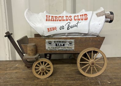 Harold's Club - Reno Or Bust - Beam Stagecoach Decanter 5"X13"X7"
