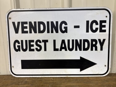 Vending - Ice - Guest Laundry Metal Sign 18"X12"